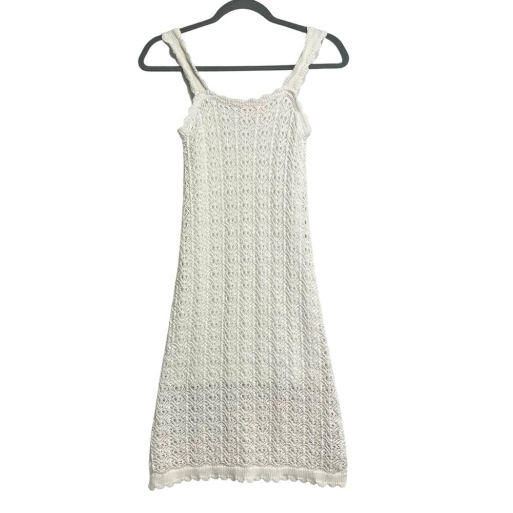 Jessica Simpson White Sleeveless Crochet Knee Length Dress Size Small Wedding